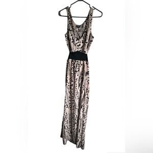 HOMMAGE Los Angeles Neutral Animal Print Maxi Cut Out Dress W/ Slit Sz S
